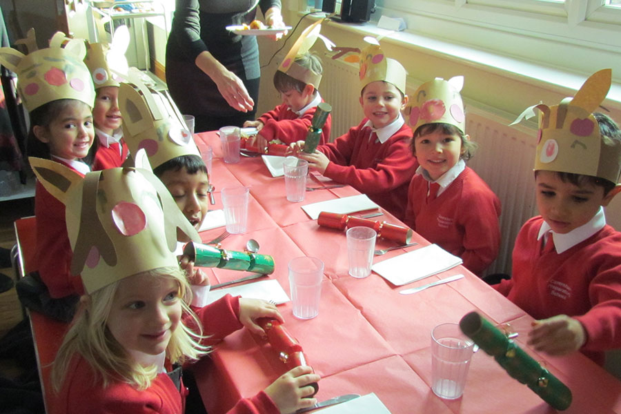 Caversham Prep junior pupils celebrating an east meal